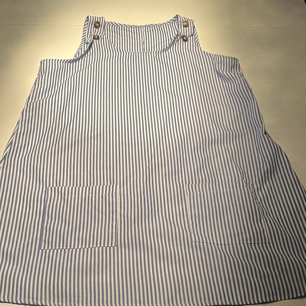 Blue and White Striped Sleeveless Dress